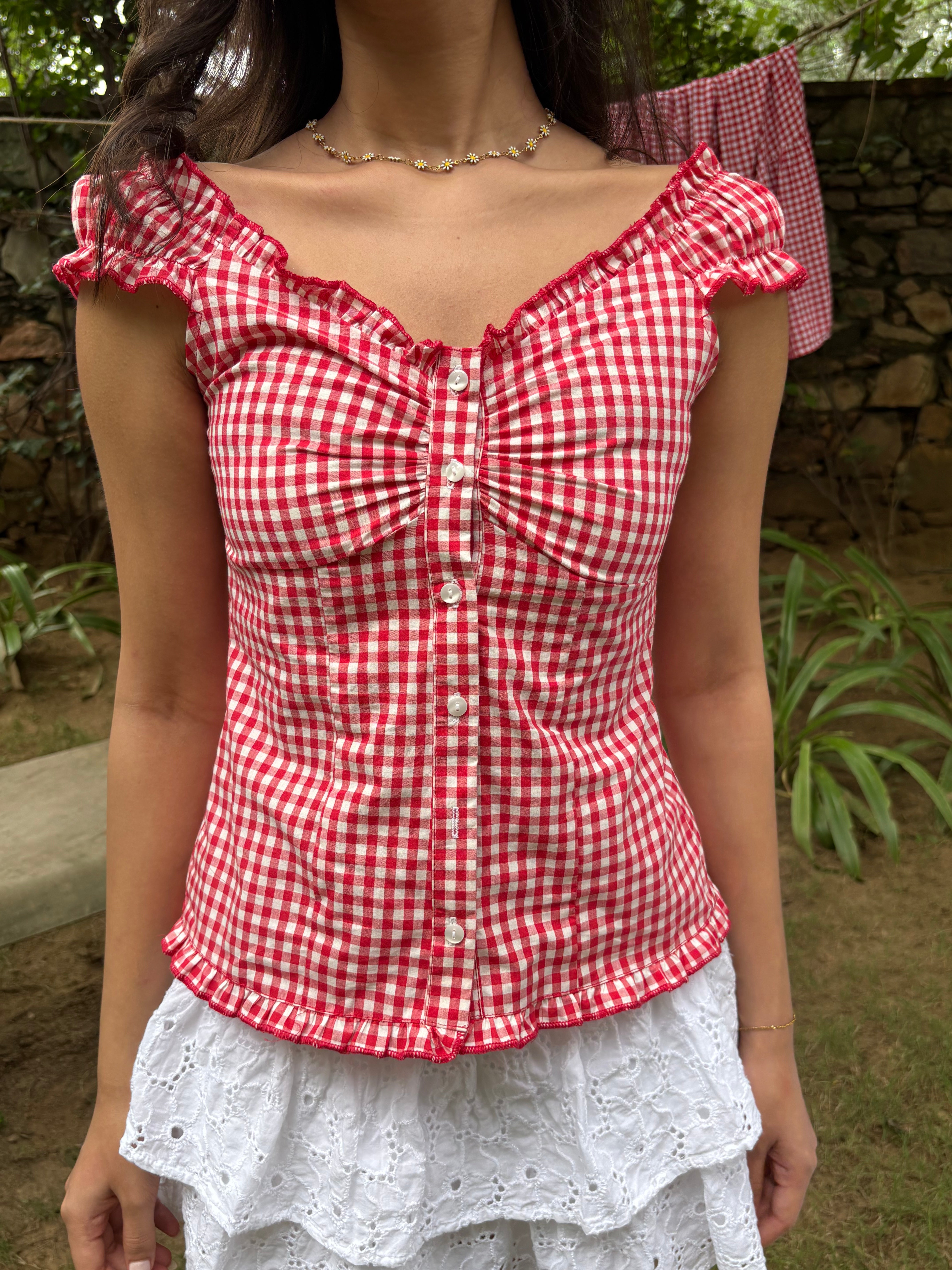 Bambi Top in Red Gingham