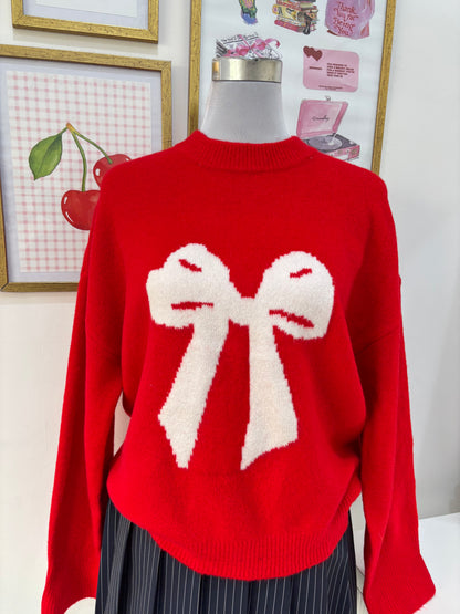 Red Bow Pullover (XS-2XL)