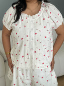 Cozy Strawberry Pinstripe Set