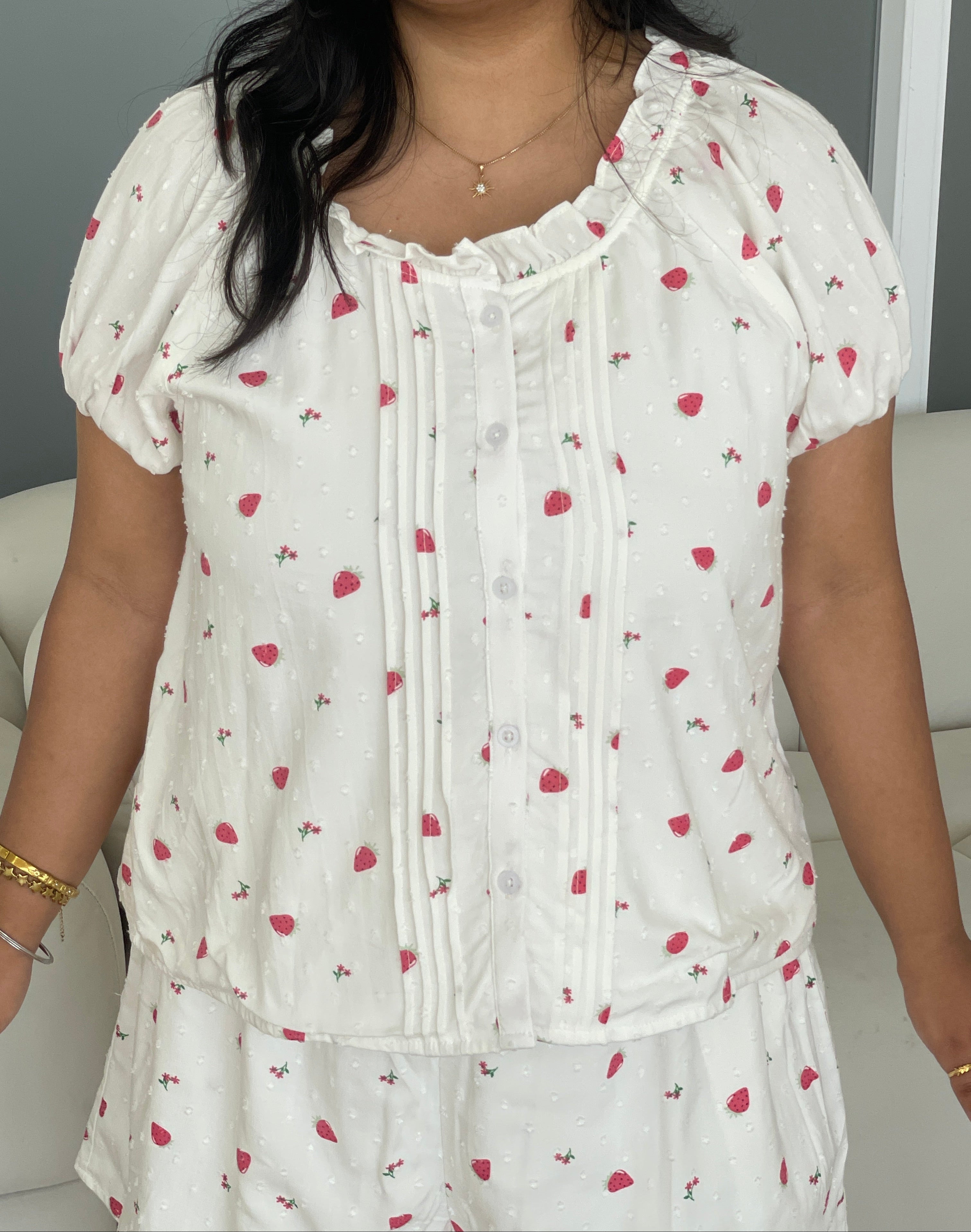 Cozy Strawberry Pinstripe Set