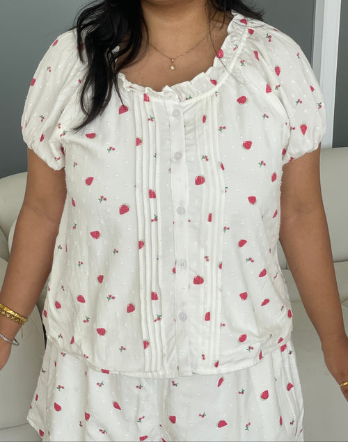 Cozy Strawberry Pinstripe Set
