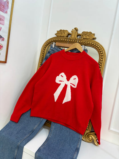 Red Bow Pullover (XS-2XL)