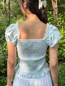 Isabelle Polka Dot Top in Light Blue