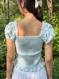 Isabelle Polka Dot Top in Light Blue