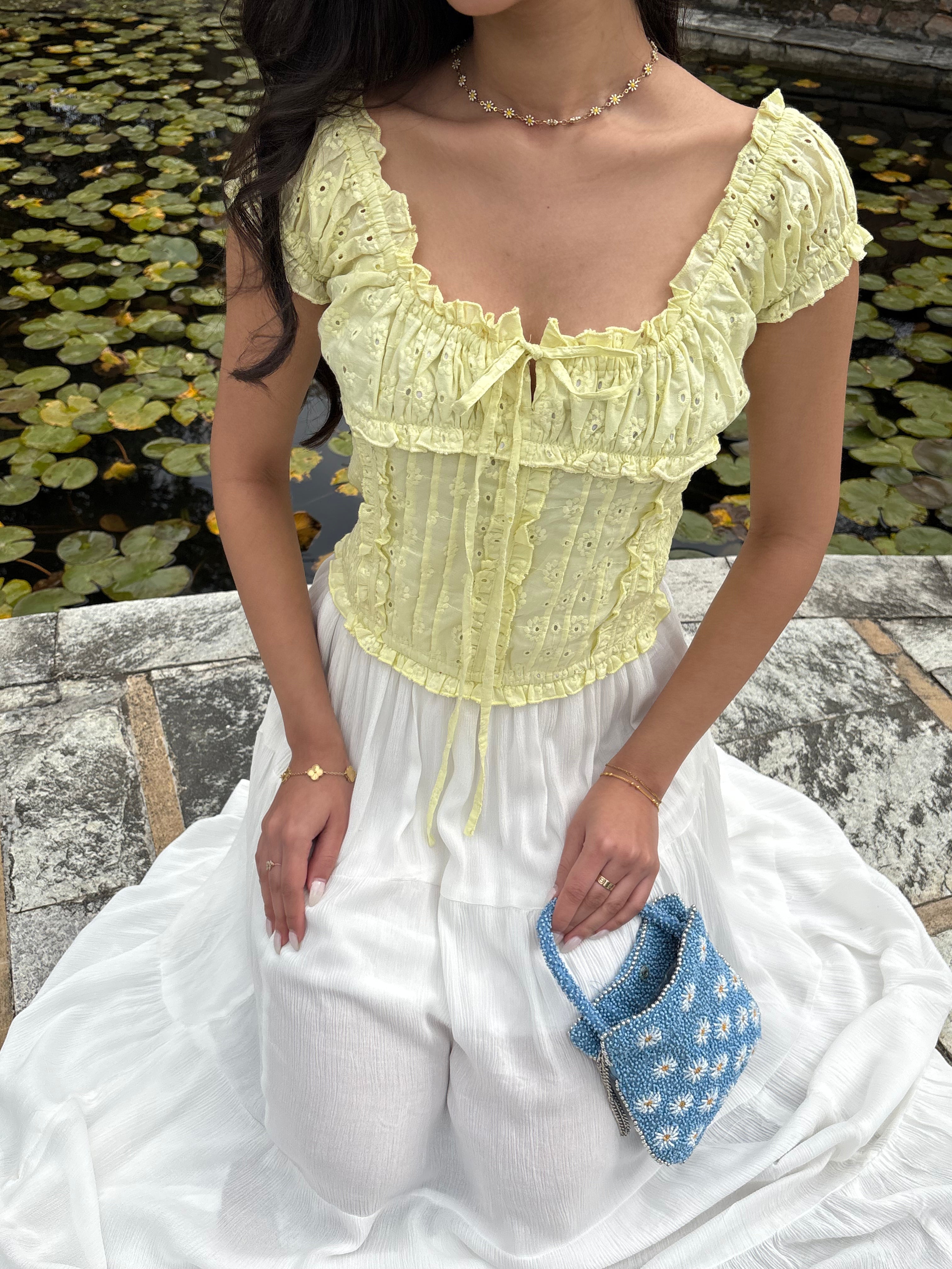 Daisy Square Neck Top in Eyelet