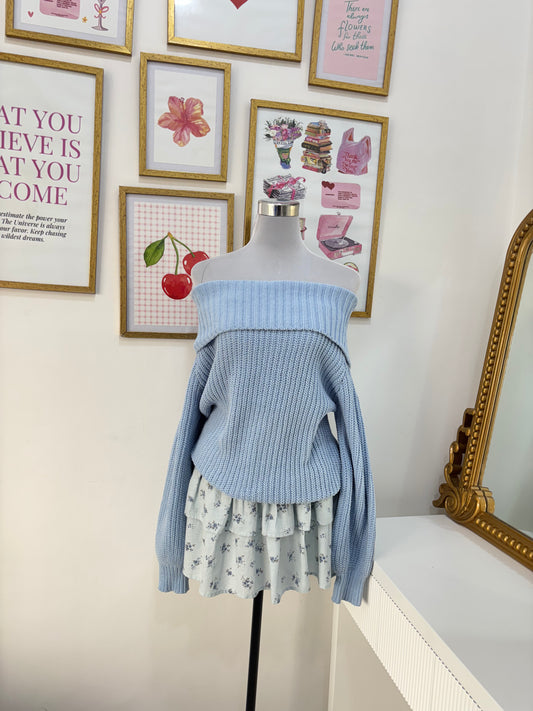 Daisy Offshoulder Sweater in Blue (M-L)