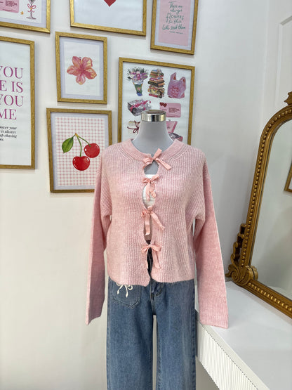 Isabelle Ribbon Cardigan in Pink (XS-3XL)