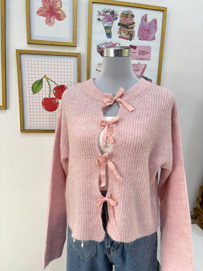 Isabelle Ribbon Cardigan in Pink (XS-3XL)