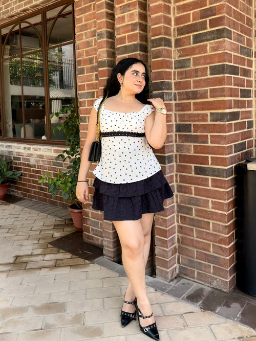 Bella Eyelet Skort in Black