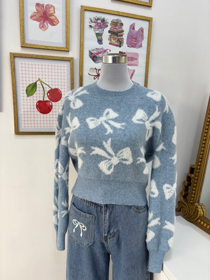 Bow Pullover in Blue (S-4XL)