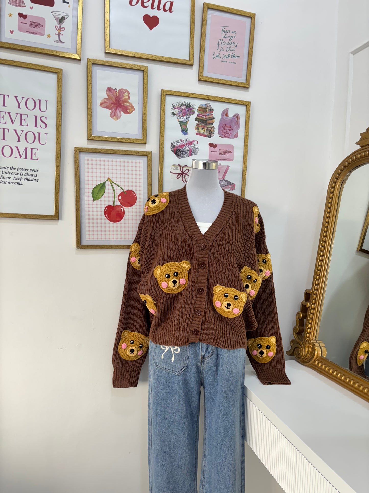 Teddy Applique Cardigan (M-5XL)