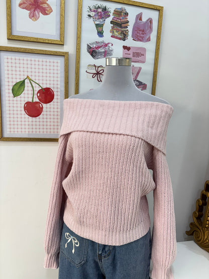 Daisy Offshoulder Sweater in Pink (XS-L)