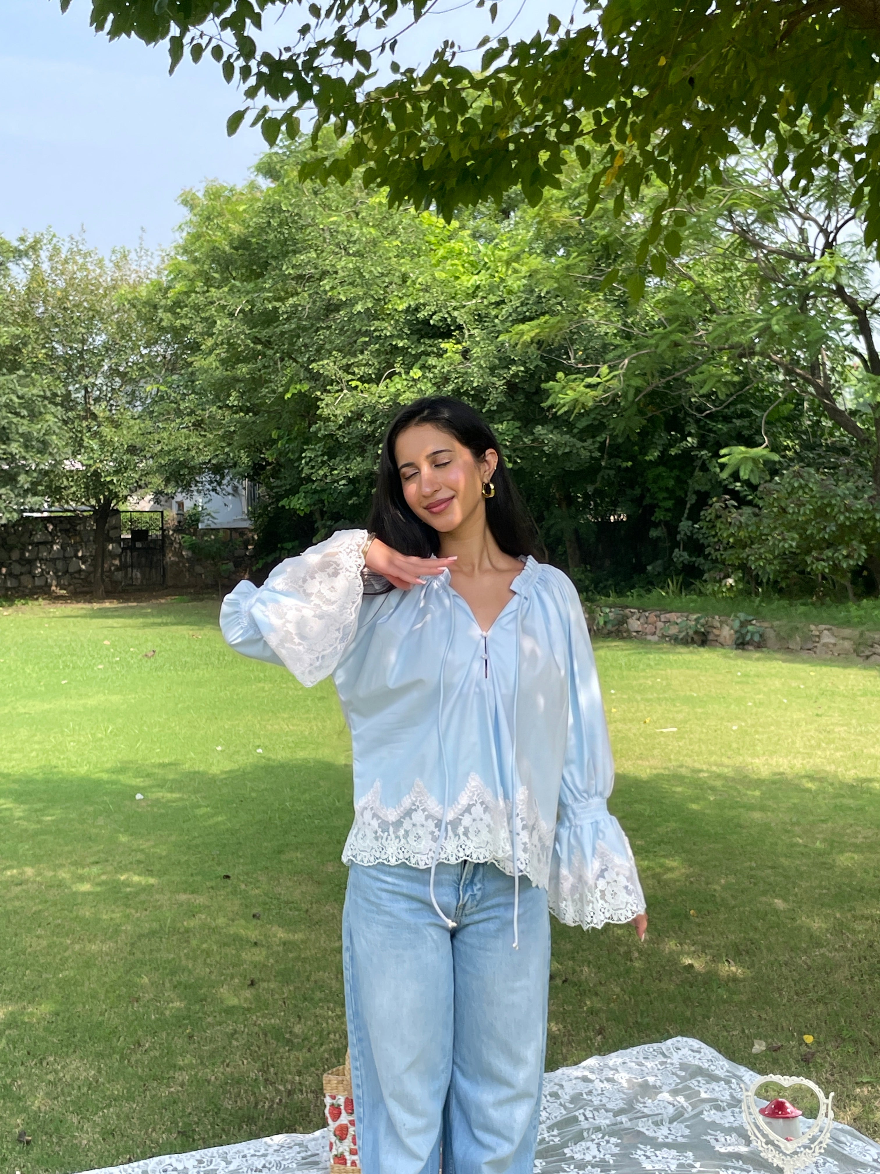 Isadora Lace Top in Sky - PREORDER