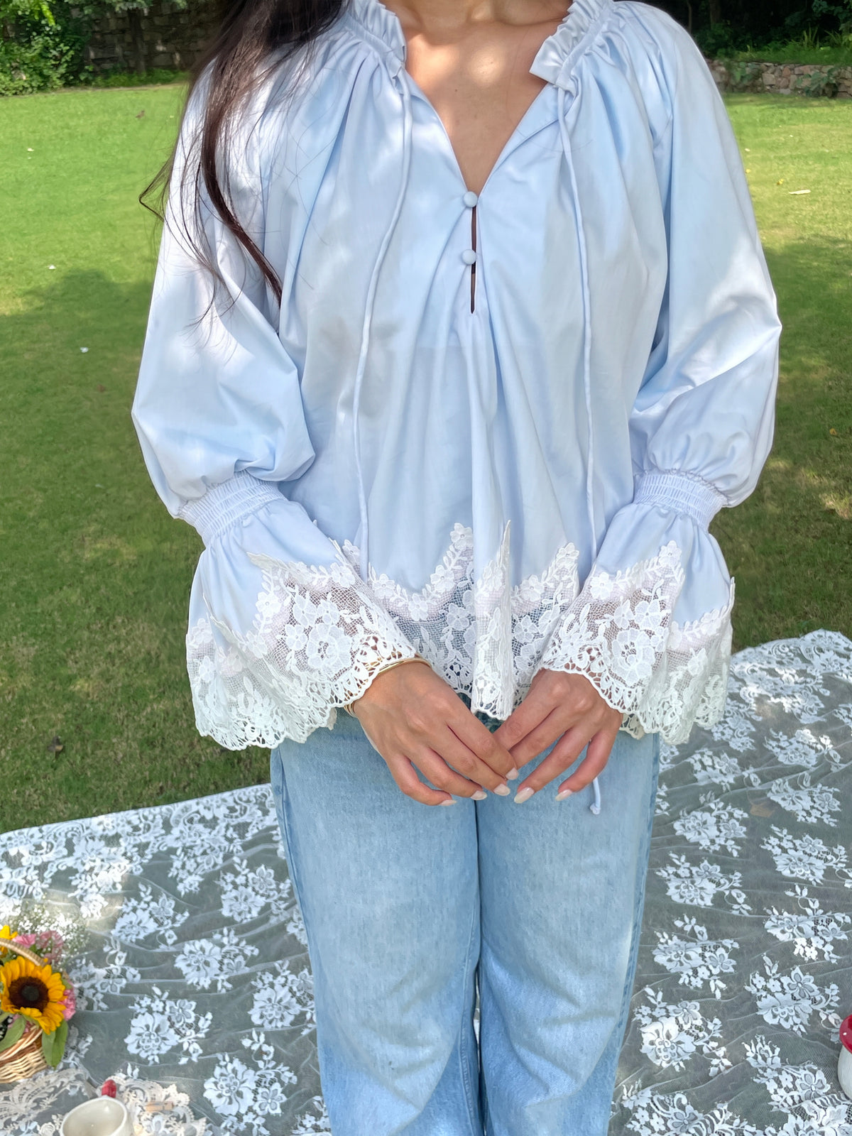 Isadora Lace Top in Sky - PREORDER