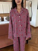 Amour Night Suit Set in Burgundy Hearts
