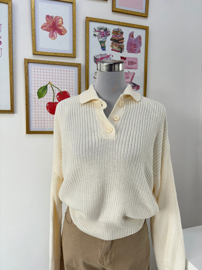 White Collared Pullover (XS-4XL)