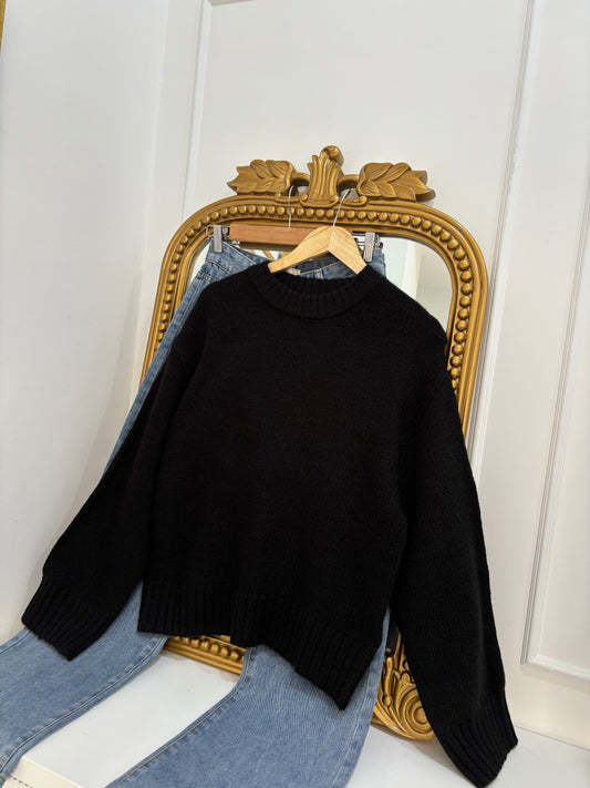 Black Chunky Pullover (XS-3XL)