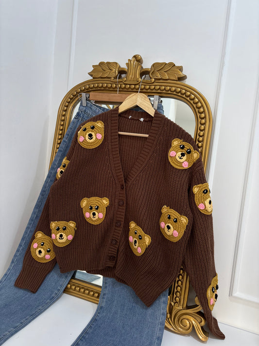 Teddy Applique Cardigan (M-5XL)