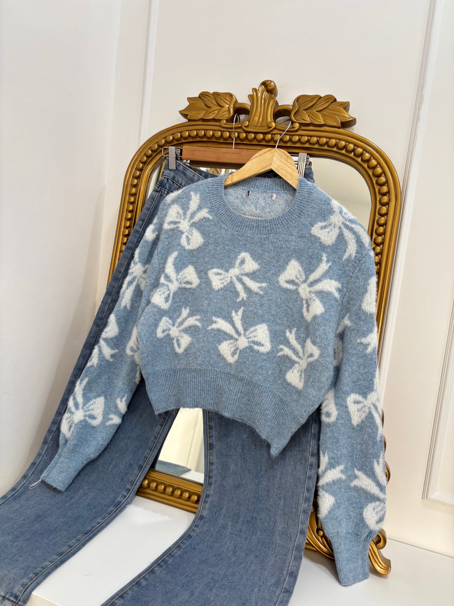 Bow Pullover in Blue (S-4XL)