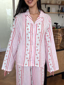 Amour Night Suit Set in Pink Hearts