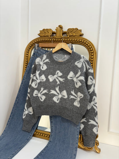 Bow Pullover in Grey (S-4XL)