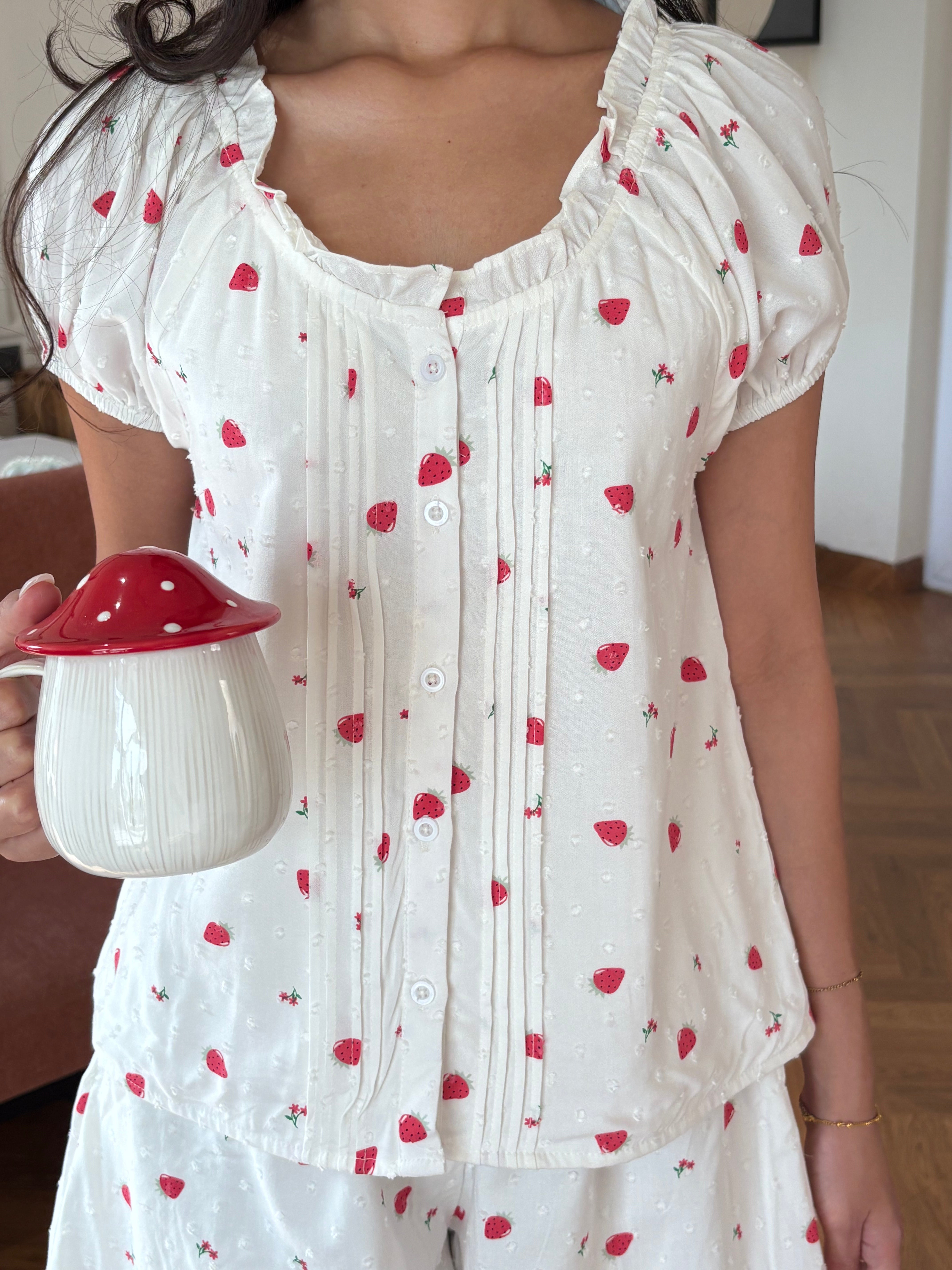 Cozy Strawberry Pinstripe Set