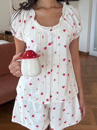 Cozy Strawberry Pinstripe Set
