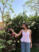 Amelie Lace Top in Striped Peony (XS-2XL)