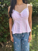 Amelie Lace Top in Striped Peony (XS-2XL)