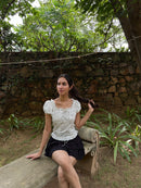 Isabelle Polka Dot Top in White