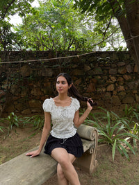 Isabelle Polka Dot Top in White