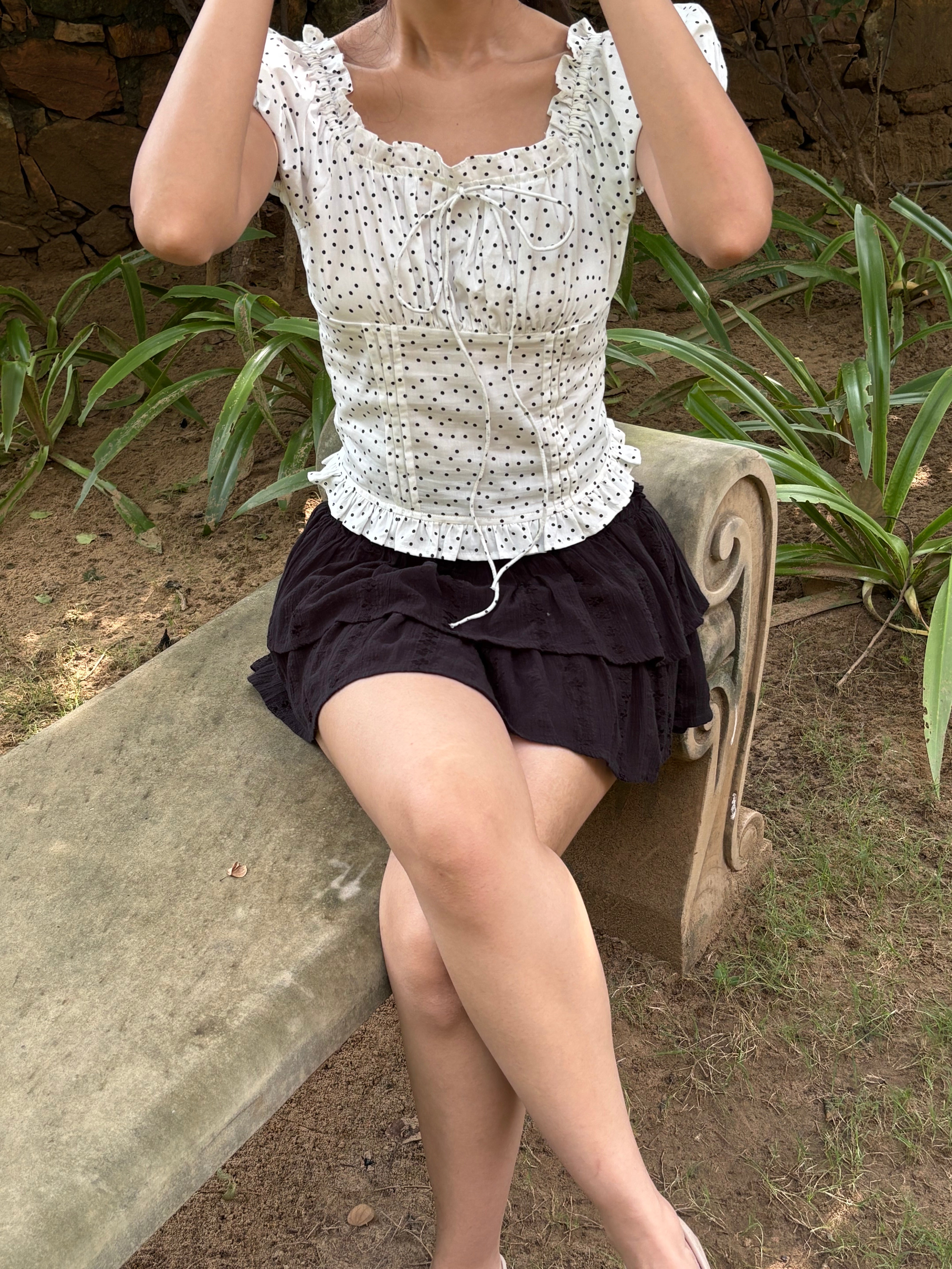 Isabelle Polka Dot Top in White