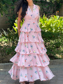 Arabelle Frill Dress in Pink Floral