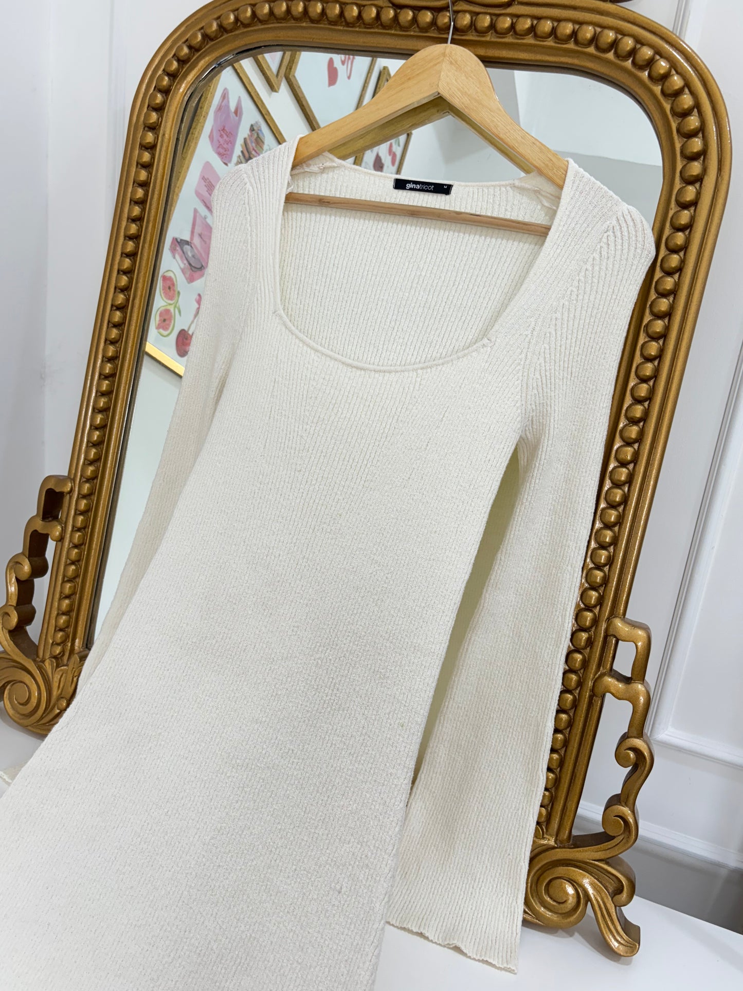 Amour Square Neck Dress in White (XS-M)