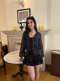 Eleanor Ruffle Top in Polka (S-XL)