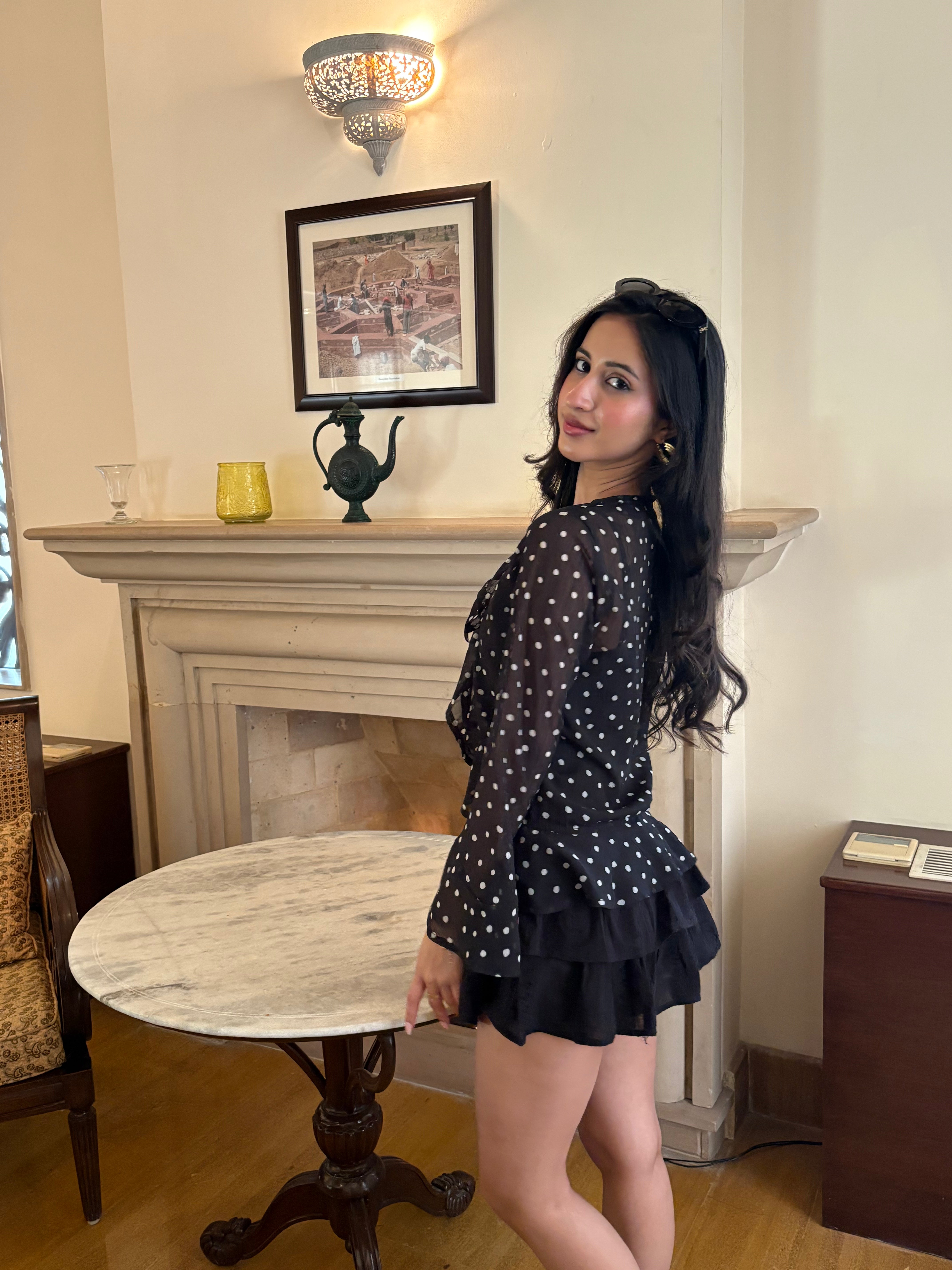 Eleanor Ruffle Top in Polka (S-XL)