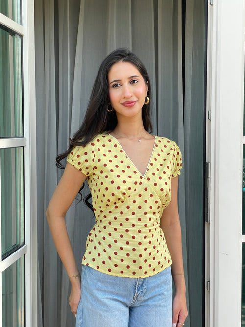 Honey Top in Yellow Polka Dot
