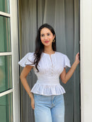 Vivienne Top in White Eyelet