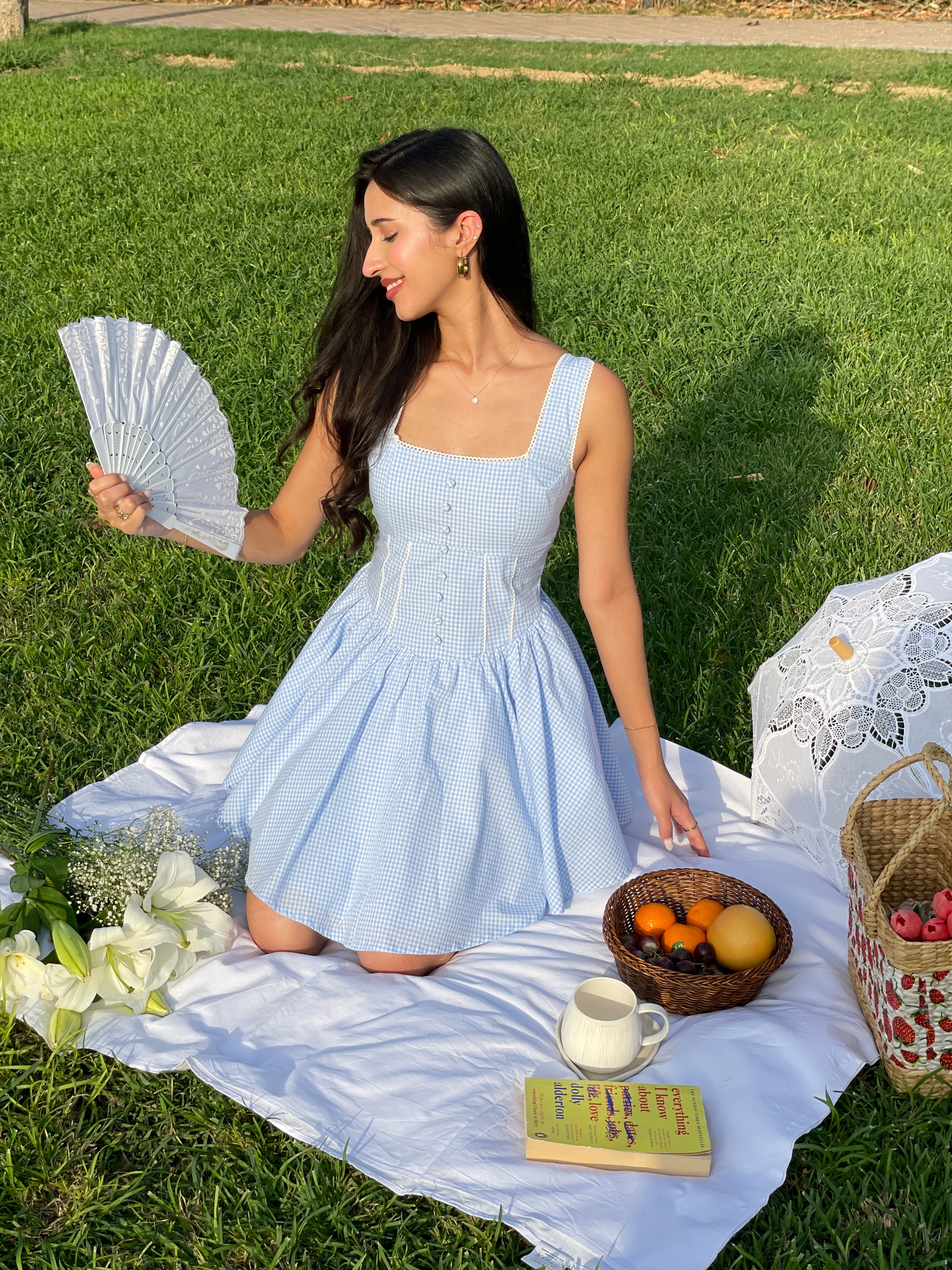 Aurora Princess Dress in Blue Gingham