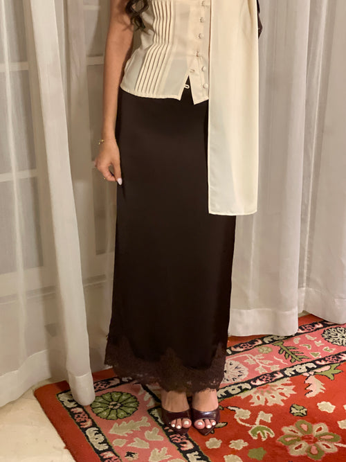 Celine Lace Skirt in Mocha