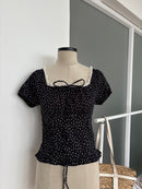 Isabelle Polka Dot Top in Black