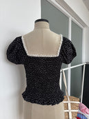 Isabelle Polka Dot Top in Black