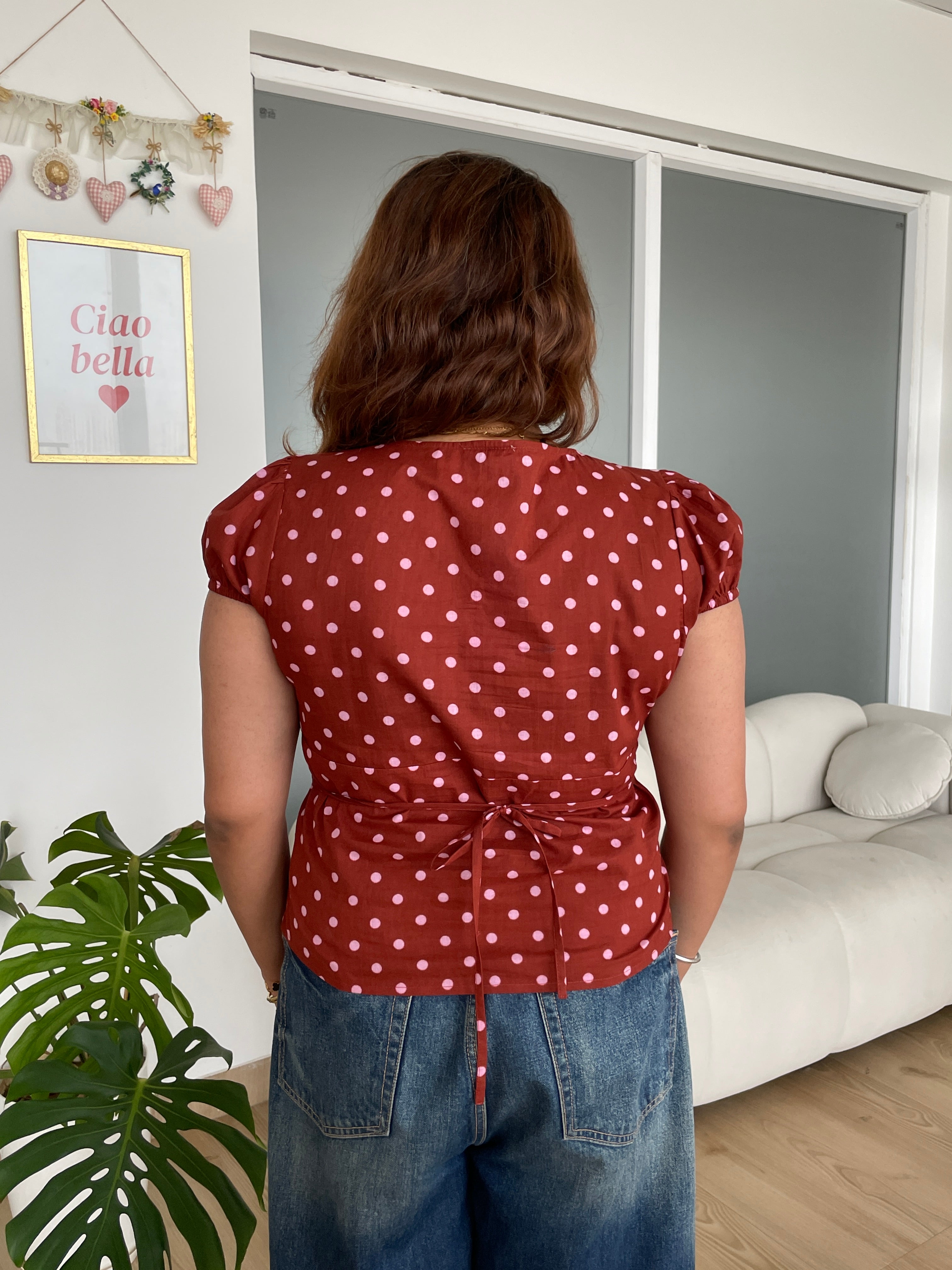 Honey Top in Brown Polka Dot