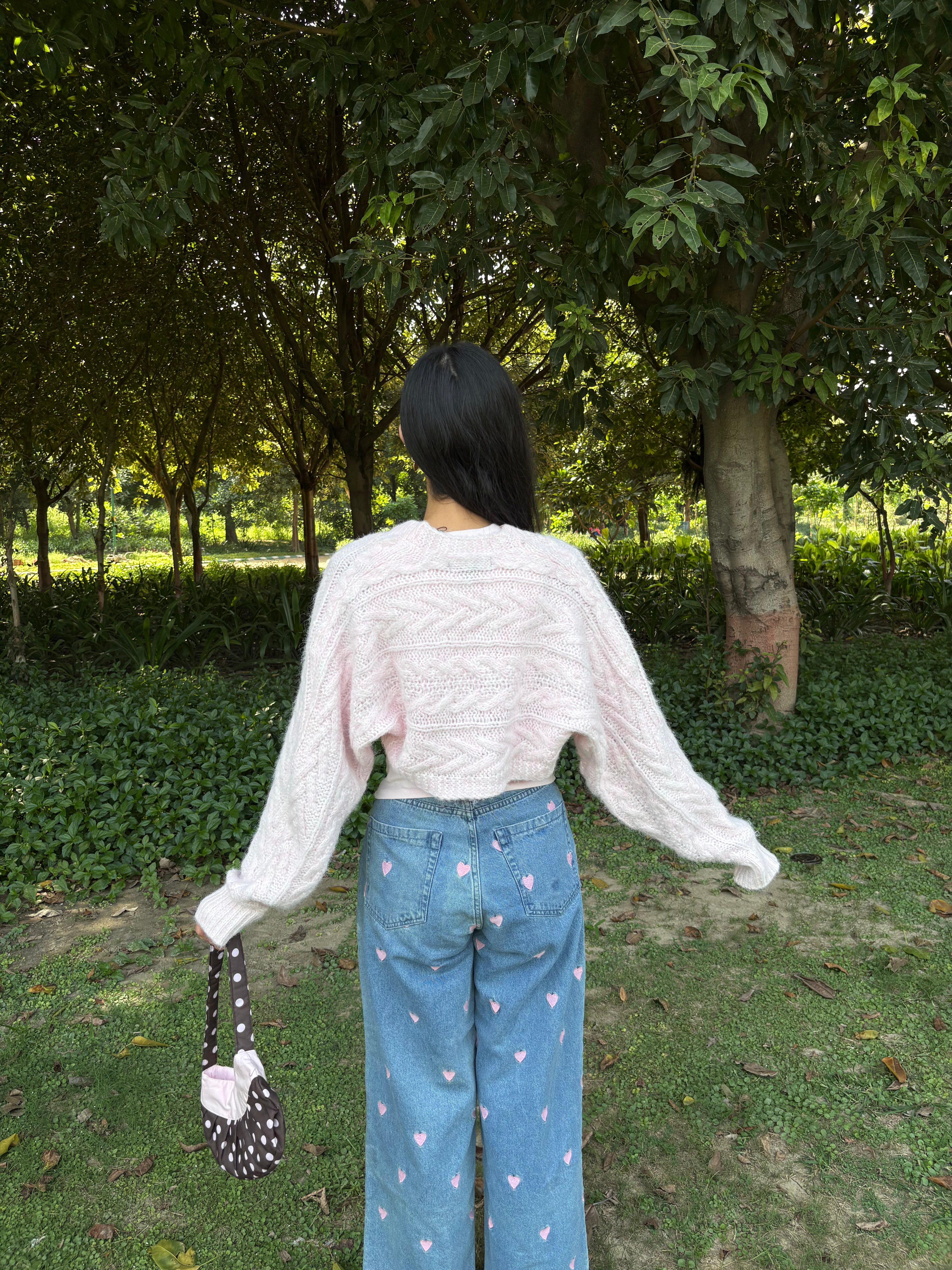 Cable Knit Bolero in Blush