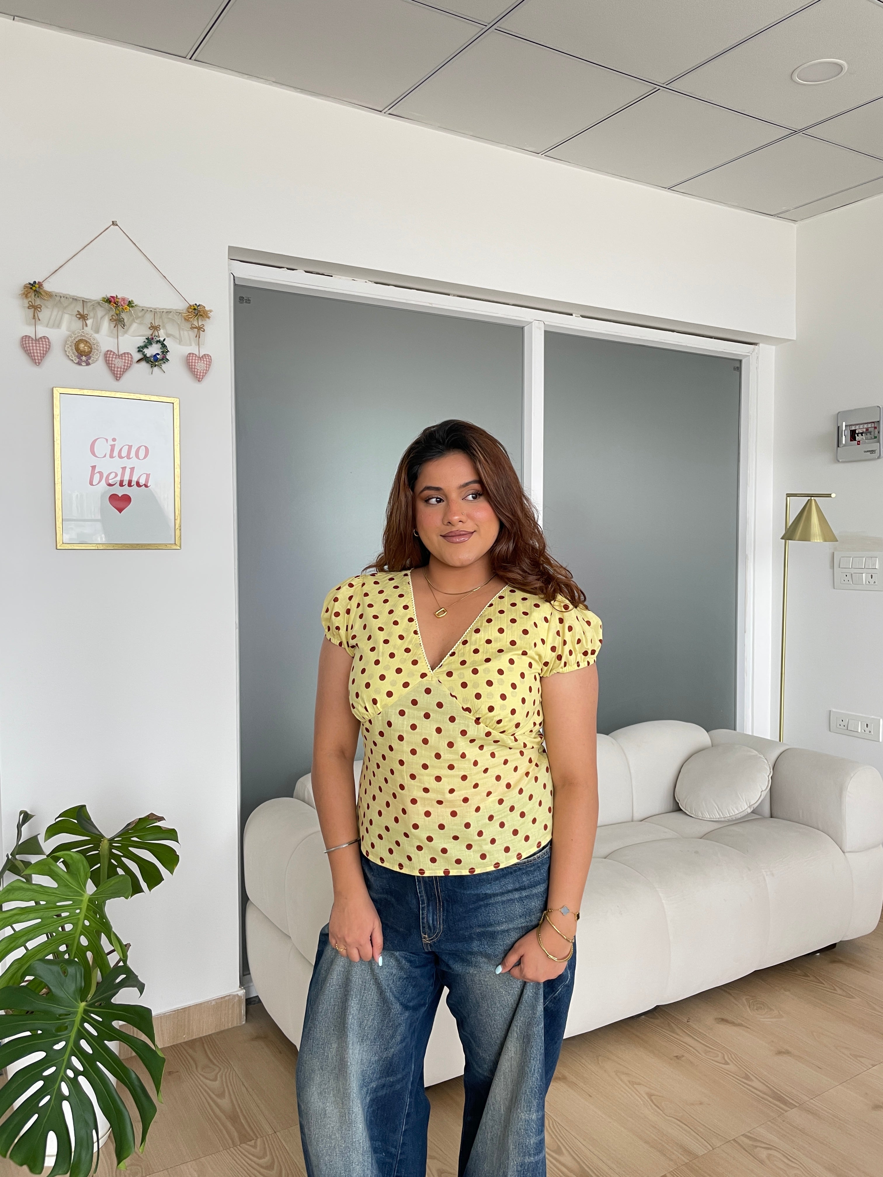 Honey Top in Yellow Polka Dot