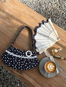 Lucy Shoulder Bag in Black Polka Dot
