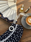 Lucy Shoulder Bag in Black Polka Dot