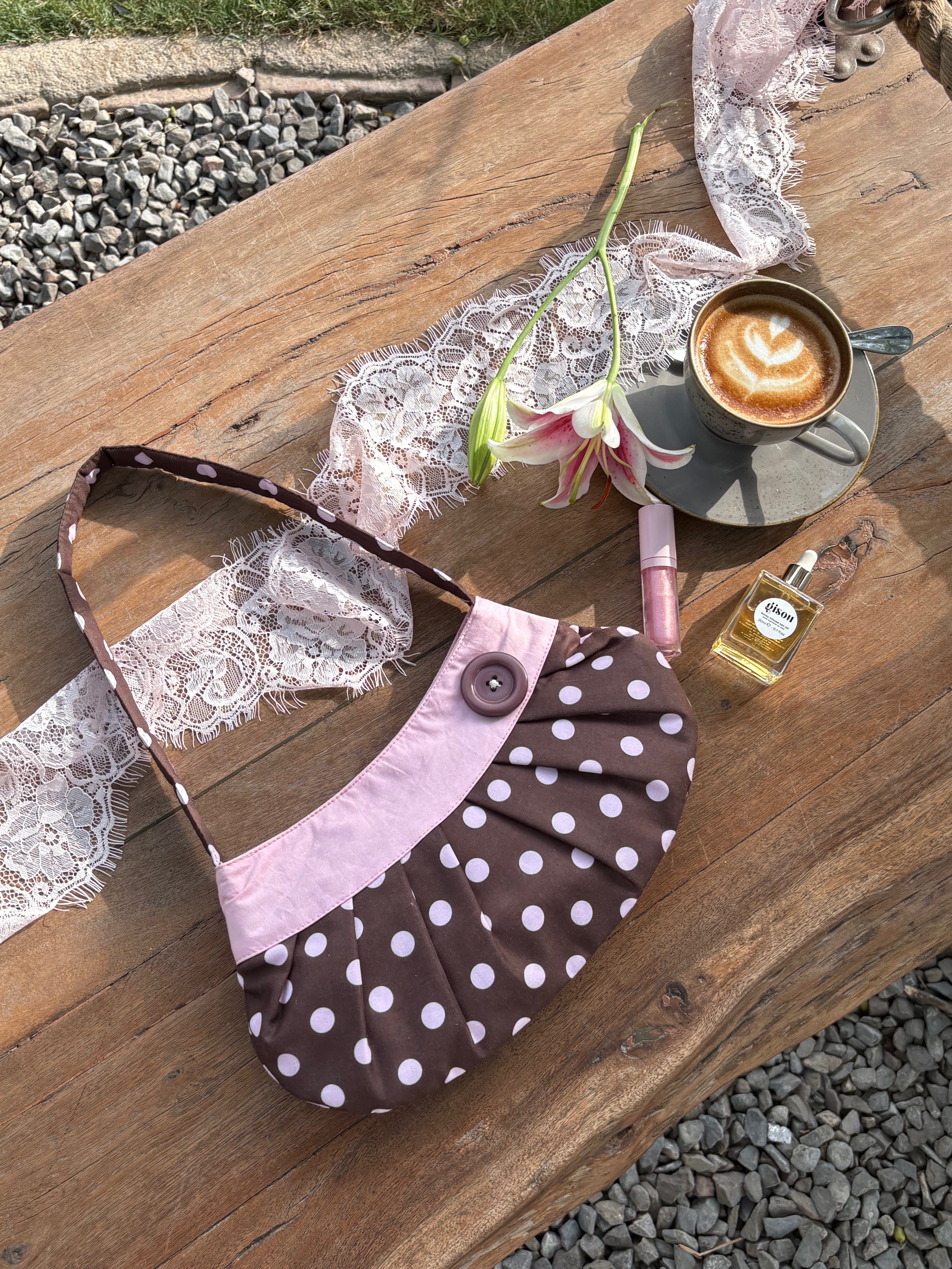 Lucy Bag in Brown Polka Dot-PREORDER