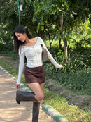 Cable Knit Zip Cardigan in Cream