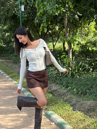 Cable Knit Zip Cardigan in Cream